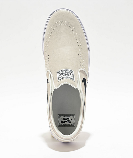 Nike sb janoski white and wolf grey slip-on canvas skate shoes best sale